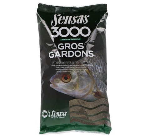 Sensas Krmení 3000 Gros Gardons Noire Fine Mouture (velká plotice černá jemná) 1kg
