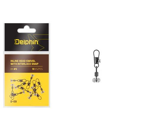 Delphin Karabinka s obratlíkom Inline Head Swivel s Interlockom 10ks