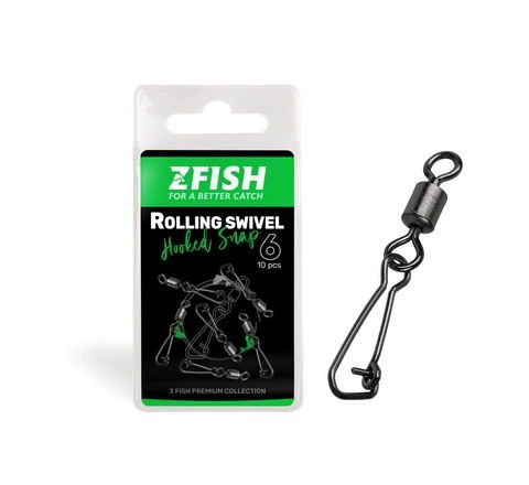 Zfish Obratlík s karabínkou Rolling Swivel & Hooked Snap 10 ks