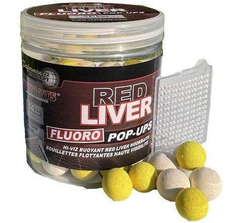 Starbaits Plovoucí boilies Fluo Red Liver 80g