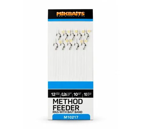 Mikbaits Method Feeder fluorocarbonové nadväzce s elastickým krúžkom 10ks