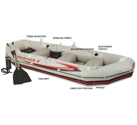 Intex Člun Mariner 4 Intex + set/pumpa,vesla,taška/