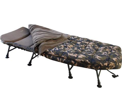 MK Angelsport Lehátko se spacákem 8 Bein Bedchair Camo Sleeping System