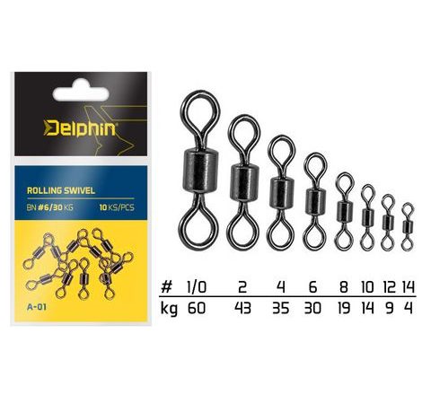 Delphin Obratlík Rolling Swivel A-01 10ks