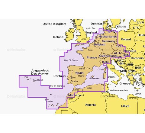 Navionics+ Mapy Střední a Západní Evropa