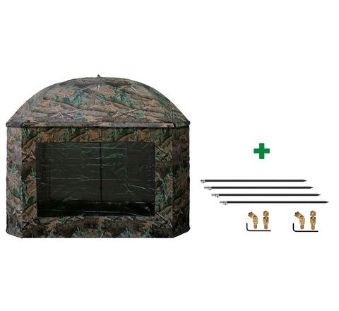 Suretti Deštník s bočnicí Full Cover 2man Camo 3,2m + set na podporu deštníku