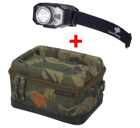 Giants fishing Akční set - Pouzdro na elektroniku Medium + Čelovka Headlamp LED Deluxe 300