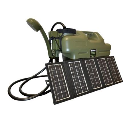 Holdcarp Set Sprcha, kanystr a solární panel Rechargeable Camping Shower 18L + Solar 10W