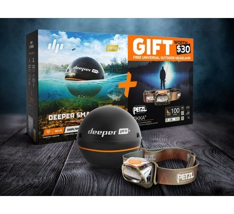 Deeper Pro+ Fishfinder nahazovací sonar + čelovka Petzl AKCE