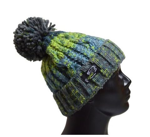 R-Spekt Kulich MAXI PomPom beanie šedozelený
