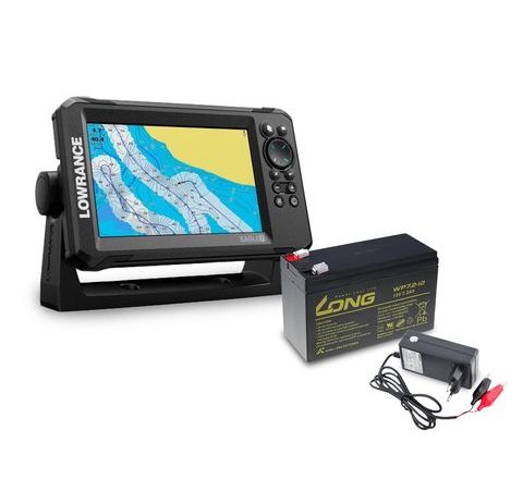 Lowrance Echolot Eagle 7 se sondou Splitshot HD + baterie + nabíječka ZDARMA