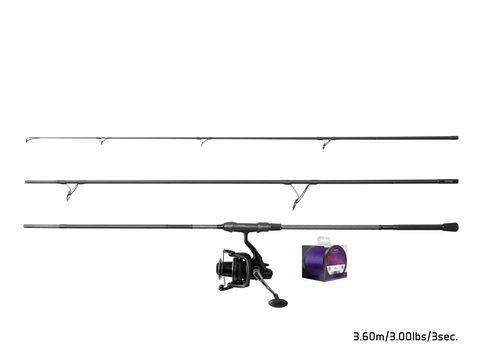 Delphin Kaprařský set CorsaBLACK Nero 3,6m 3lb 3díl + naviják 6T + 0,30mm