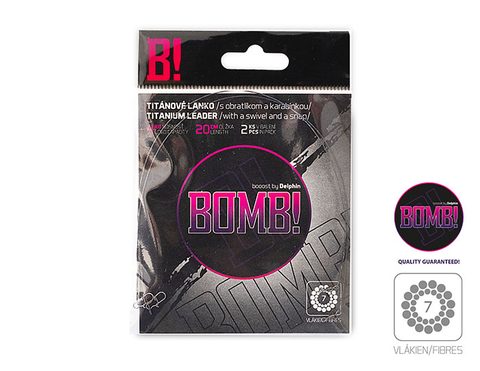 Delphin Titánové lanko 1x7 Bomb! s obratlíkom a karabínkou 2ks