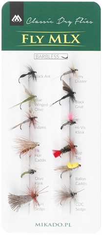 Mikado Sada suchých mušek Dry Flies Barbless 12ks