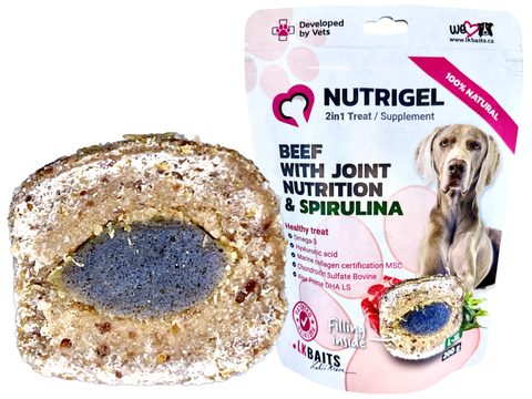 LK Baits Pet Pamlsek Nutrigel Dog Hovězí s kloubní výživou a spirulinou