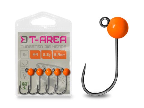 Delphin Jigové hlavičky Wolframové T-Area BL Fluo Oranžové 5ks