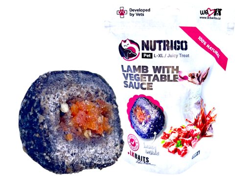 LK Baits Pet Pamlsek Nutrigo Dog Jehněčí se zeleninovou omáčkou