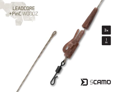 Delphin Návazec sCamo Leadcore + PinC Woodz 1m 3ks