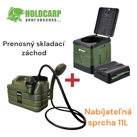 Holdcarp Hygienický Set Portable Toi + Rechargeable Camping Shower 11L
