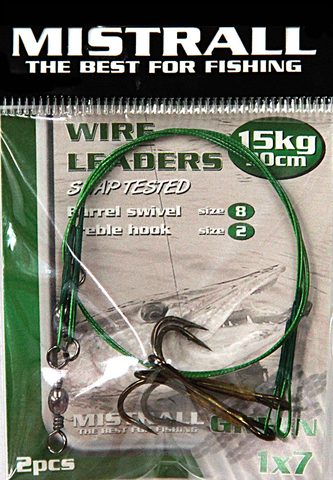 Mistrall Ocelové lanko Návazec s trojháčkem 2ks