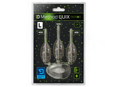 Delphin Sada krmítok s formičkou Method QUIX Reaxe 3+1 L 30g, 40g, 50g