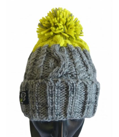 R-Spekt Čiapka MAXI PomPom beanie sivá citrón