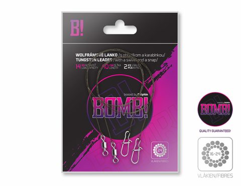 Delphin Wolfrámové lanko Bomb! s obratlíkom a karabínkou 2ks