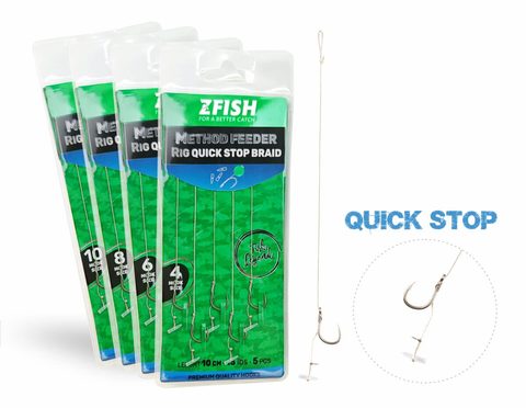 Zfish Návazec Method Feeder Rig Quick Stop Braid 5ks