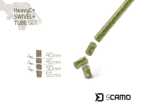 Delphin Set Převlek, obratlík a závěska sCAMO HeavyC + Swivel + Tube 5 setů