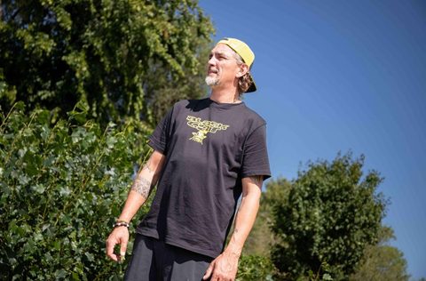 Black Cat Triko Distressed Logo Black Tee