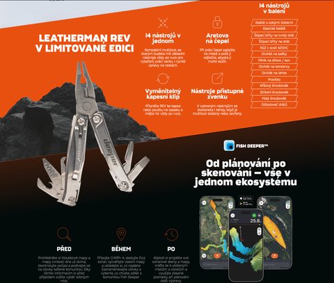 Deeper Adventure Bundle Nahazovací Sonar Deeper CHIRP+ 4 + Multifunkční kleště Leatherman Rev