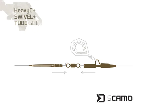 Delphin Set Převlek, obratlík a závěska sCAMO HeavyC + Swivel + Tube 5 setů