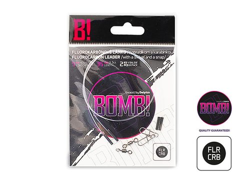 Delphin Fluorokarbónové lanko Bomb! s obratlíkom a karabínkou 2ks