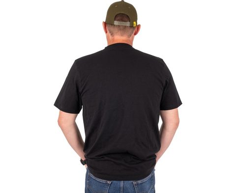 Black Cat Triko Distressed Logo Black Tee