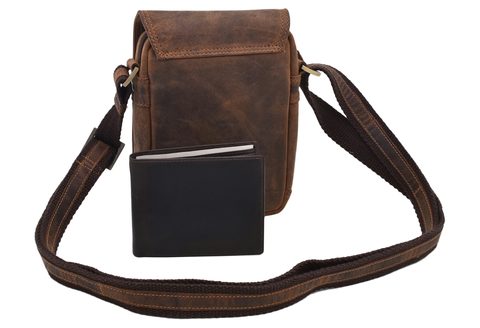 Mercucio Kožená taška přes rameno Crossbody Hunter kapr tmavěhnědý