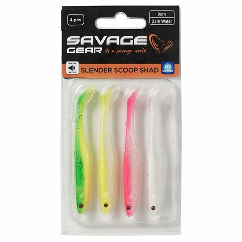 Savage Gear Gumová nástraha Slender Scoop Shad Dark Water Mix 4ks