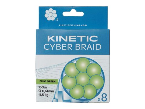 Kinetic Šňůra 8 Braid Fluo Green 150m