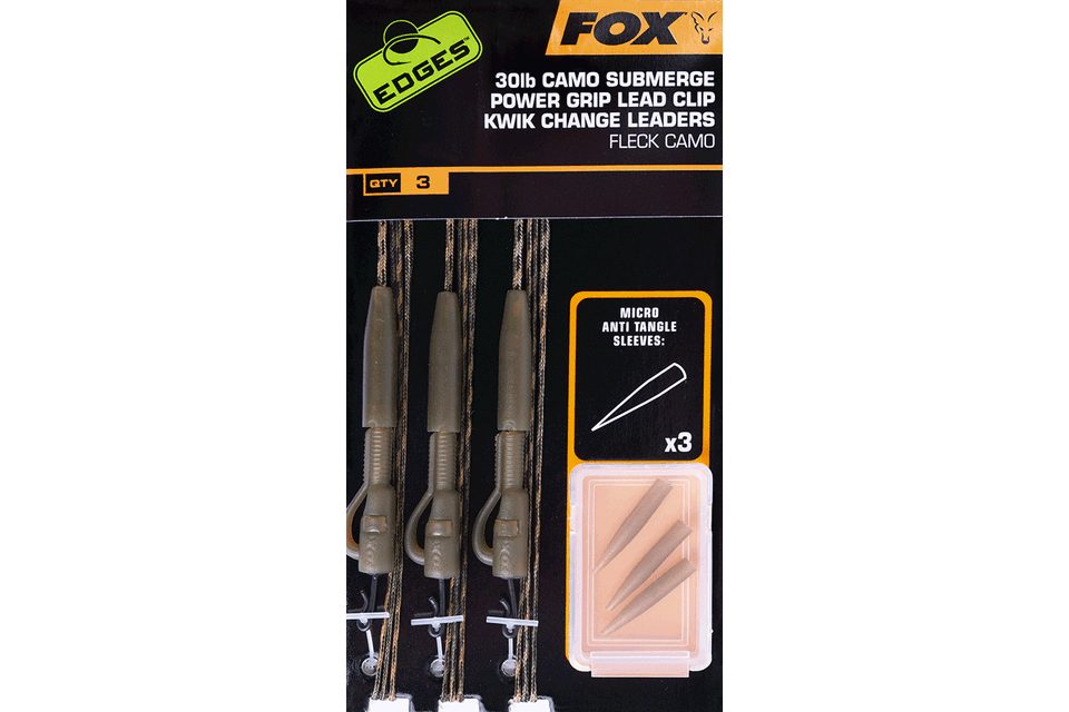 Fox Montáž Edges Submerge Camo Leader Lead Clip Kwik Change 3ks