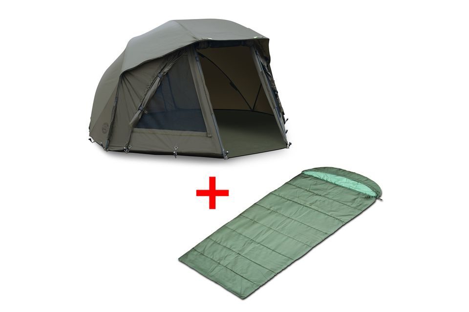 Chyť a pusť Prístrešok Brolly Thunder + Suretti Spací vak Expert