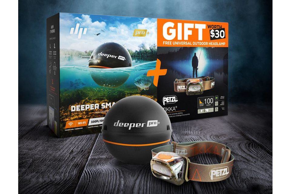 Deeper Pro+ Fishfinder nahazovací sonar + čelovka Petzl AKCE