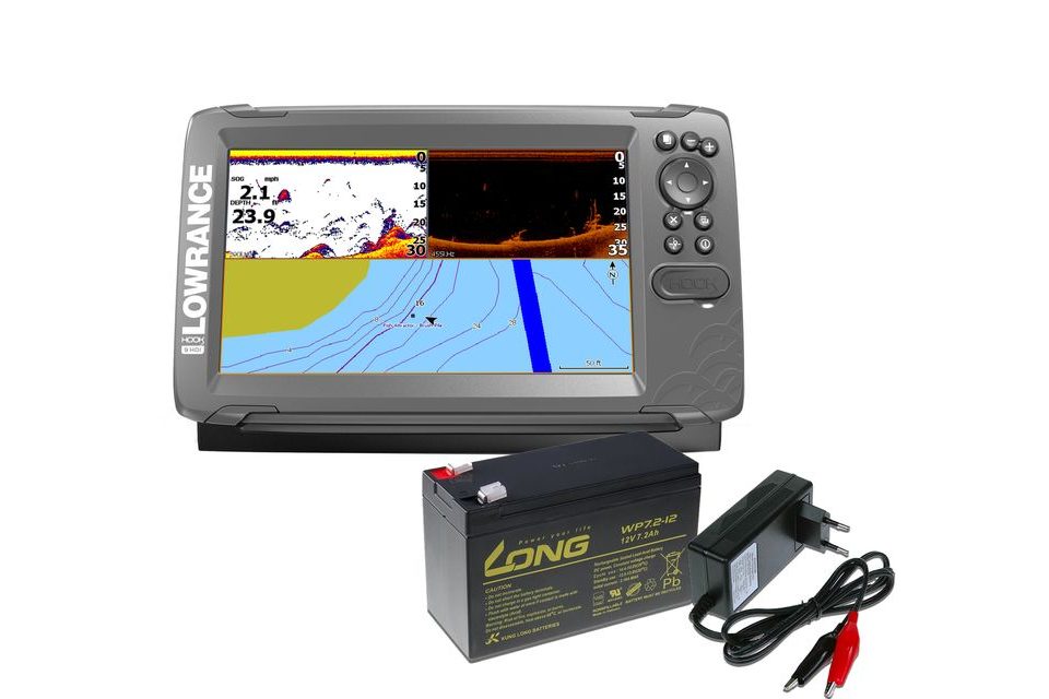 Lowrance Echolot HOOK² 9 se Sondou Splitshot + baterie + nabíječka ZDARMA