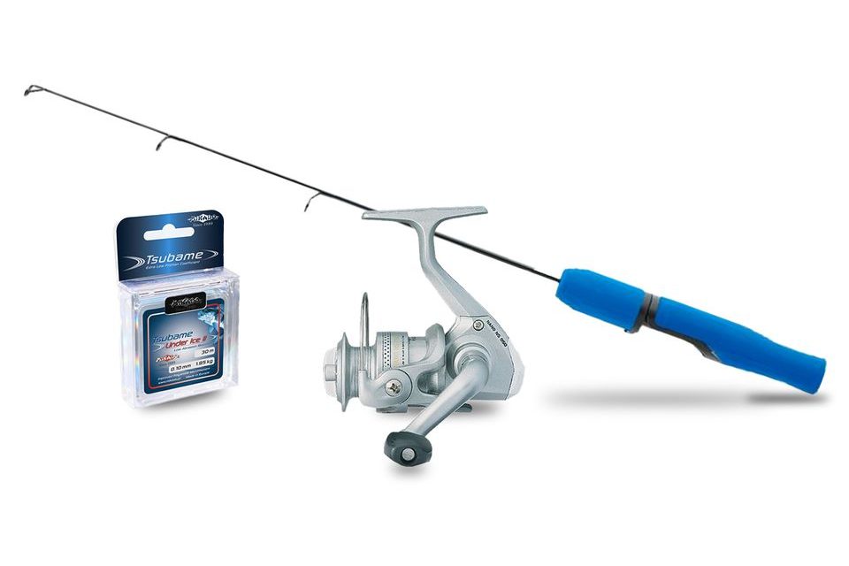 Jaxon Sestava na dírky Prut ICE 50 Medium + naviják + vlasec