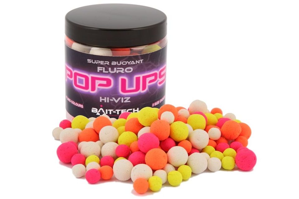 Bait-Tech Boilies Fluro Pop ups Pineapple/Squid 15/18mm 250ml