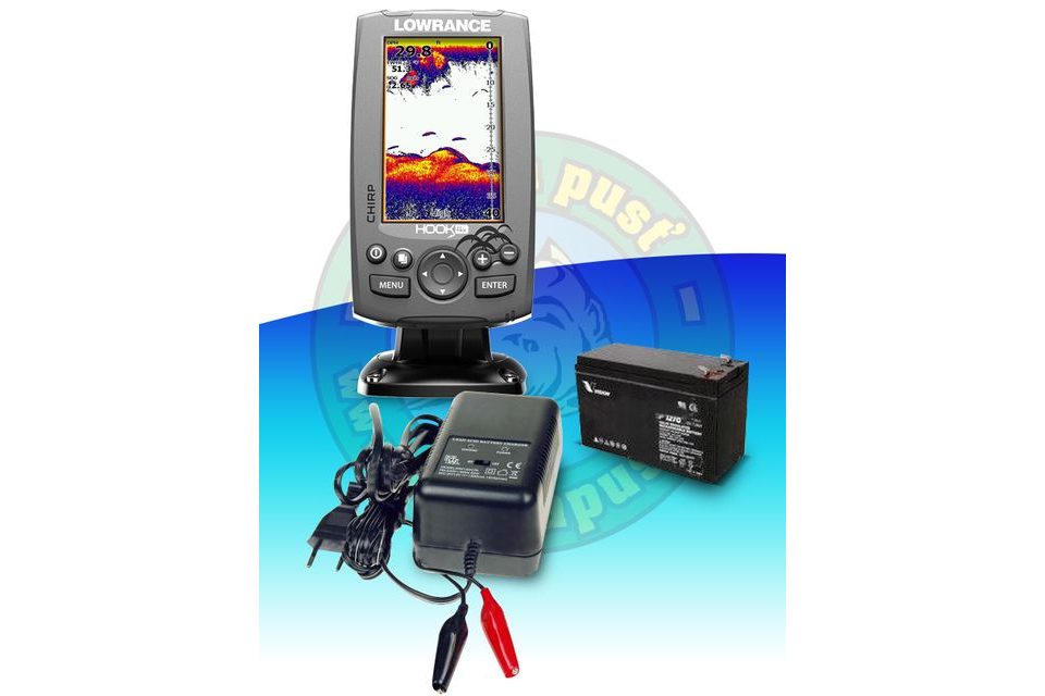 Lowrance Echolot Hook-4X CHIRP + baterie a nabíječka ZDARMA