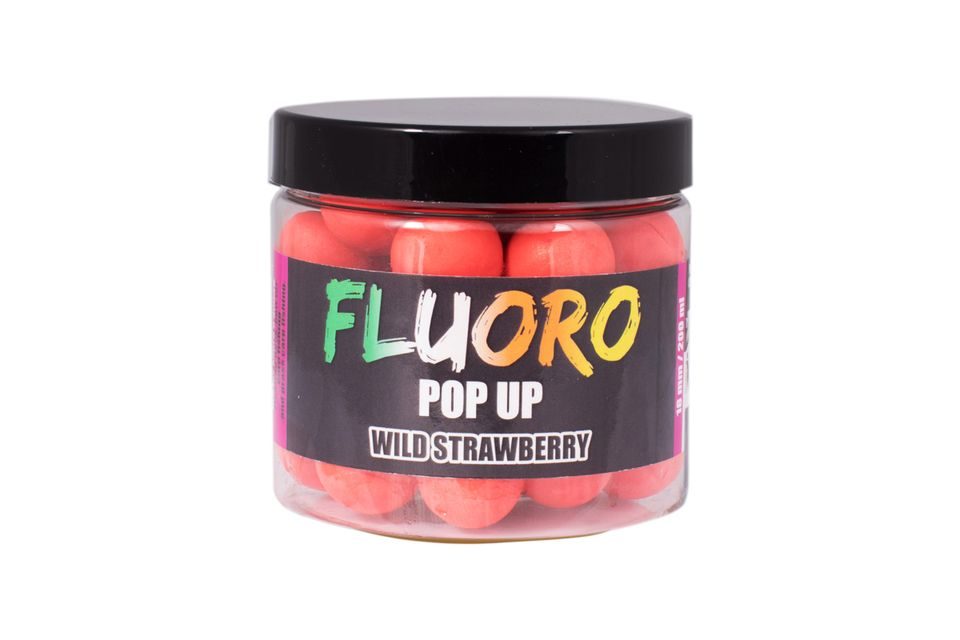 LK Baits Pop-up boilie Fluoro Wild Strawberry 18mm 200ml