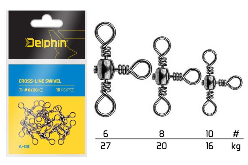 Delphin Trojcestný obratlík Cross-Line Swivel A-03 10ks