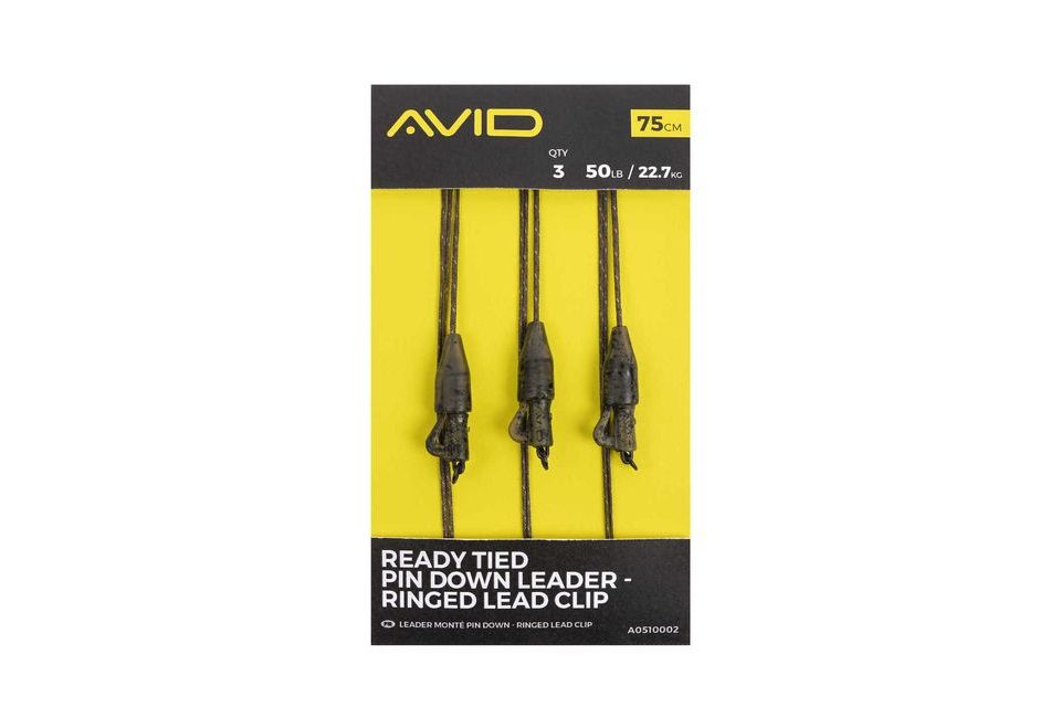 Avid Montáž Ready Tied Pin Down Leader - Ringed Lead Clip 3ks