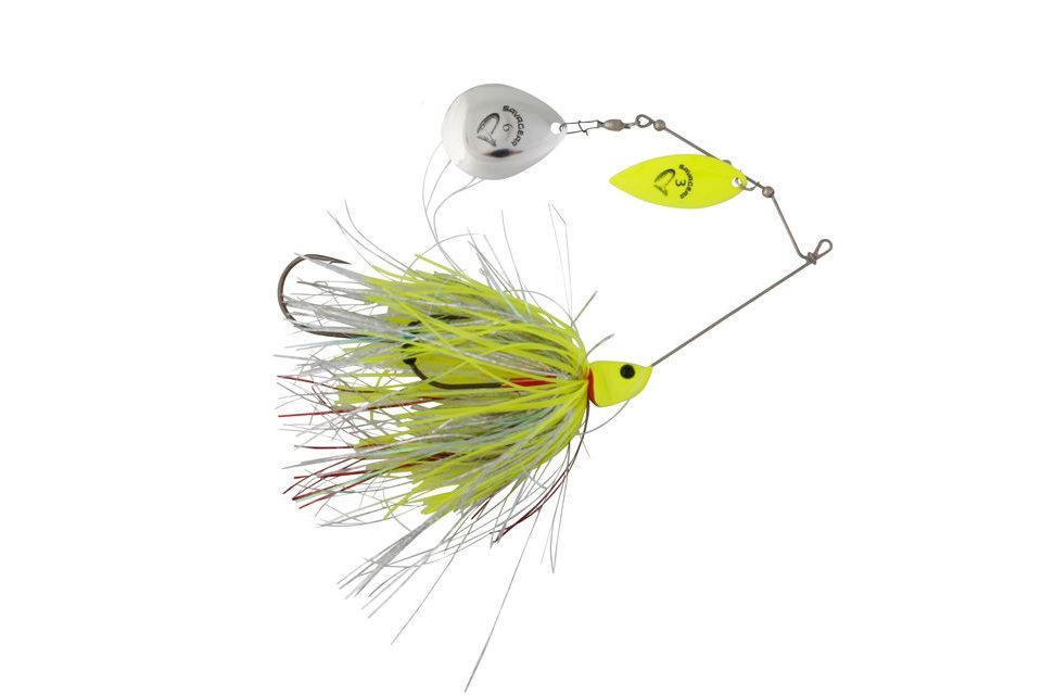 Savage Gear Třpytka Da'bush Spinnerbait Sinking Yellow Silver Holo Flame