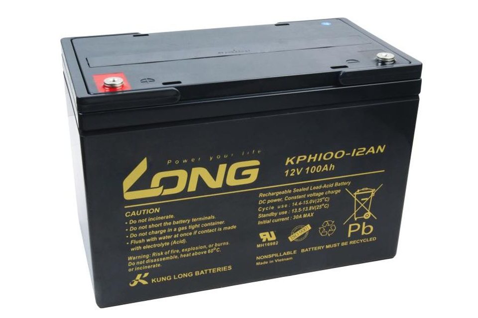 Long Olověný akumulátor Deep Cycle AGM M6 12V 100Ah pro elektromotory