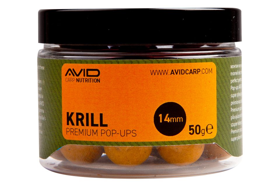 Avid Plovoucí boilie Premium Pop-Ups Krill 14mm 50g